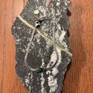 Marlu Silver Bracelet with Emerald Green Stone